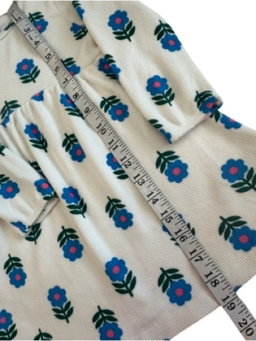NWOT Old Navy Girl' 2T White with Blue Floral Print Long Sleeves Pull Over Dress